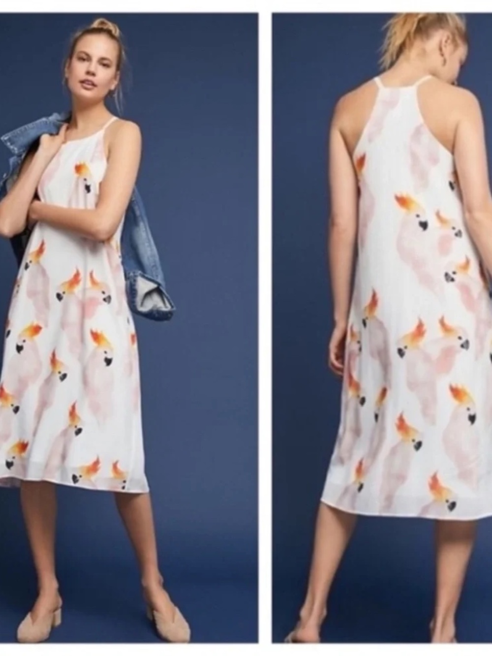 Anthropologie Corey Lynn Calter Zola Midi‎ Parrot Dress Medium Petite